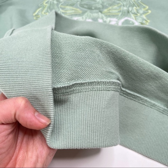 RARE Kenzo Paris Tiger Mint Green Embroidered Organic Terry Crewneck Sweater - Picture 10 of 16